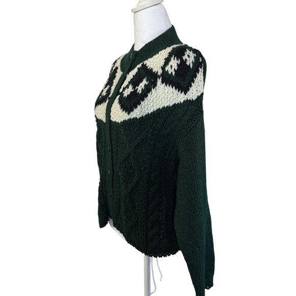 Vintage Jamie Scott Hand Knit Cardigan Fair Isle Cable Knit Sweater L - Picture 6 of 10
